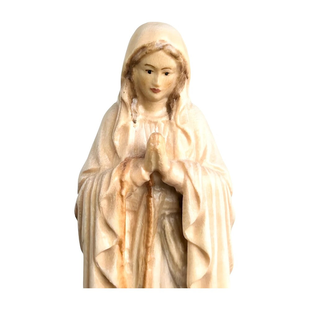 Hand-carved Lourdes Madonna statue in maple and linden wood