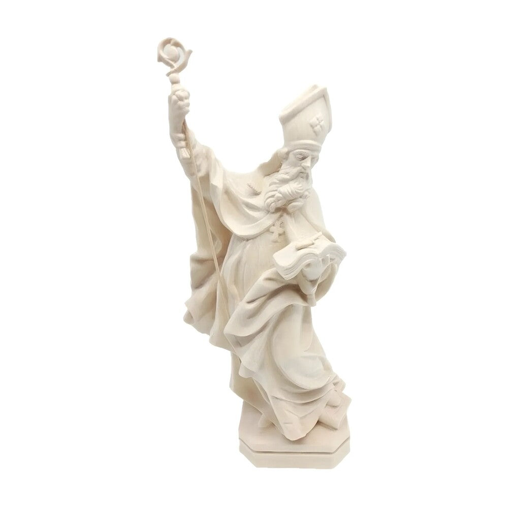 St. Clement Statue in Hand-Carved Wood from Val Gardena, Anchor Symbol