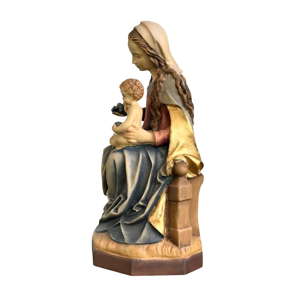 Madonna and Child Enthroned, Handcrafted Maple Wood Sculpture