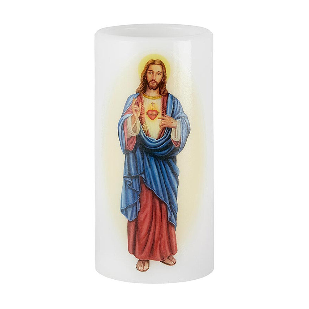 Sacred Heart Flickering Flameless Devotional Candle