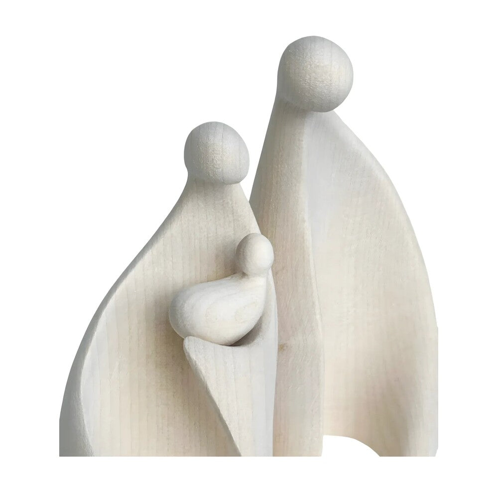 Abstract Holy Family Sculpture in Maple Wood Val Gardena