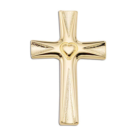 Cross with Heart in Centre Lapel Pin