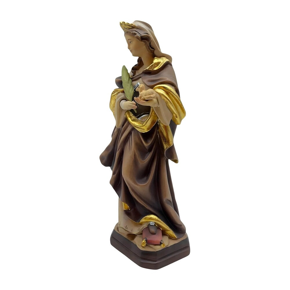 Sculpture Saint Agnes in Maple and Linden Wood, Artistic Carving Val Gardena