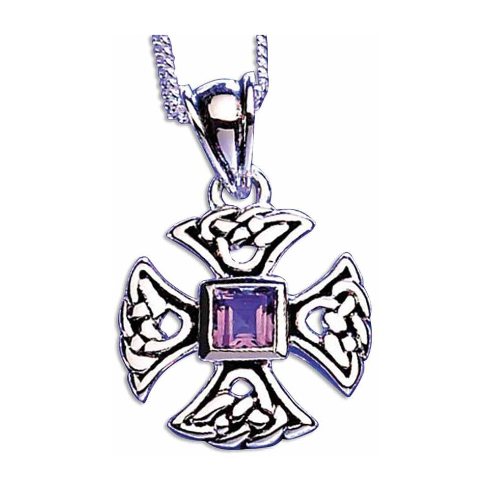 Durrow Cross with Amethyst Necklace