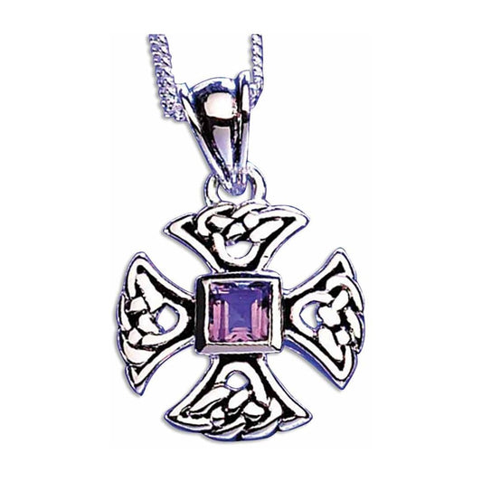 Durrow Cross with Amethyst Necklace