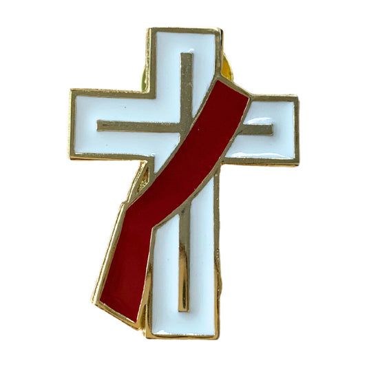 Large Cross With Red Stole Lapel Pin