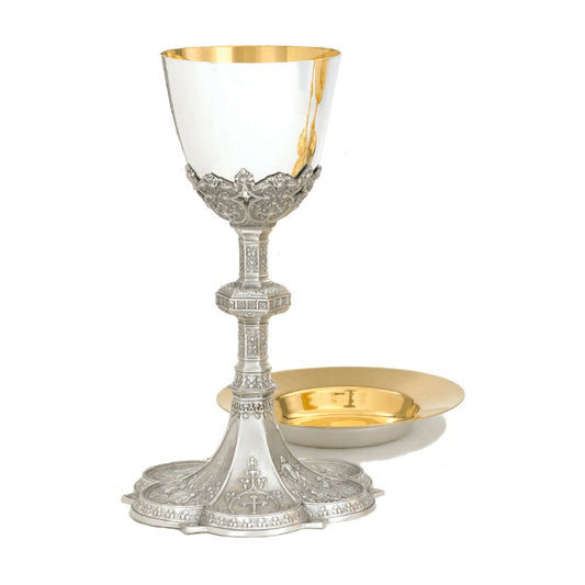 Chalice w/ 6 3/8" Well Paten, Silver, Gold-Line