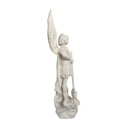 Saint Michael Archangel with Sword and Devil - Sacred Wood Carving from Val Gardena