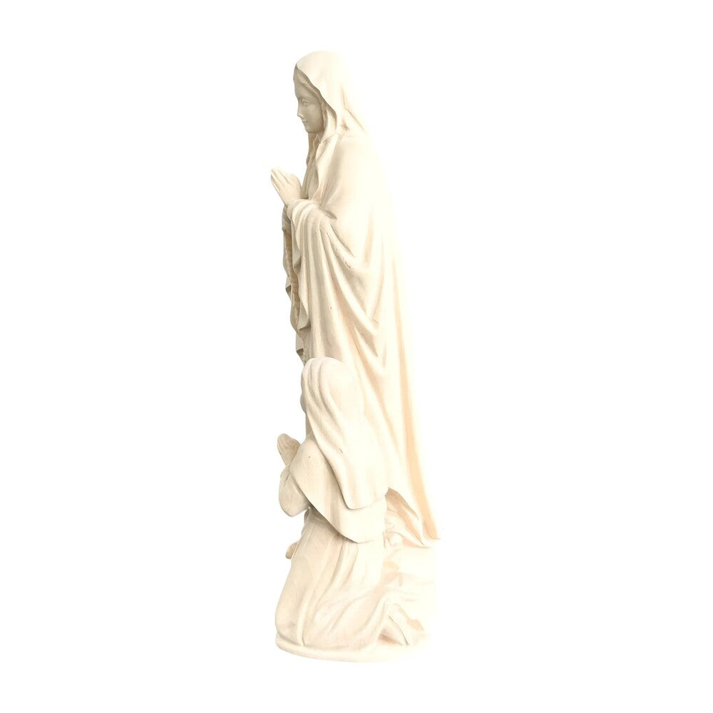 Our Lady of Lourdes with Saint Bernadette Carved in Val Gardena Wood