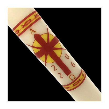 Cross with Radiant Sun and Fish Paschal Candle