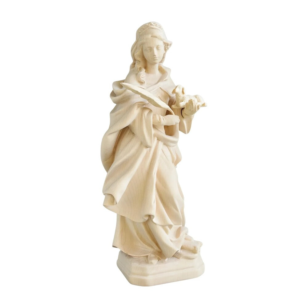 Sculpture Saint Agnes in Maple and Linden Wood, Artistic Carving Val Gardena