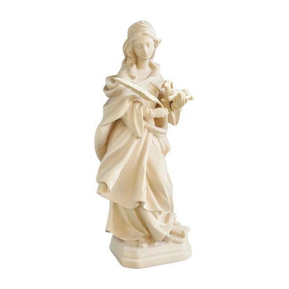 Sculpture Saint Agnes in Maple and Linden Wood, Artistic Carving Val Gardena