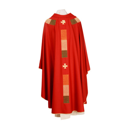 Pure Wool Gothic Style Embroidered Chasuble - Available 5 Liturgical Colours