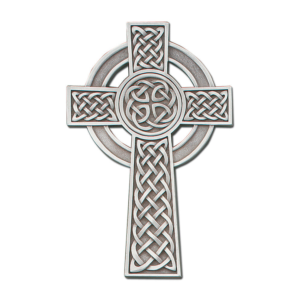 8" Fine Pewter Knotted Celtic Cross, Style JC9021E