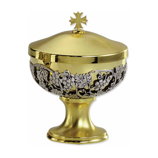 6" Grape Vine Design Two Tone Silver & Gold Ciborium