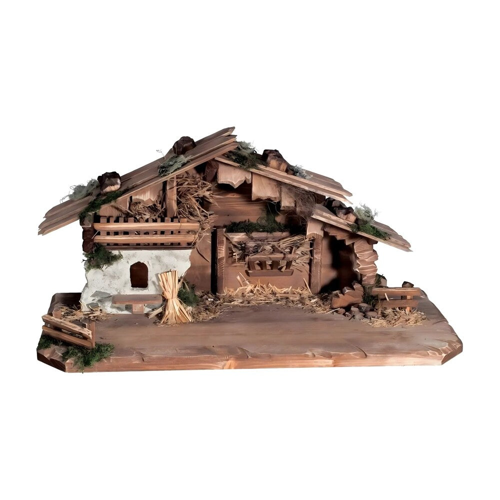Artisanal Linden Wood Nativity Scene Stable