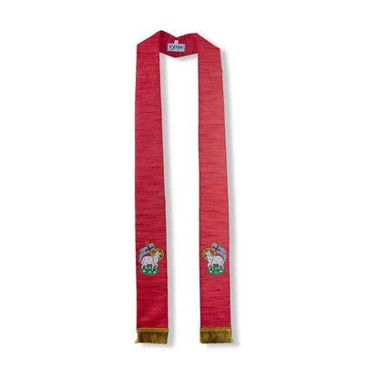 Red Overlay Stole With Lamb Of God Design