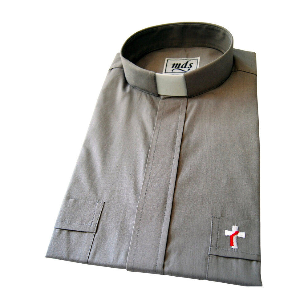 Grey Poly/Cotton Rich Short Sleeved Deacon Shirt