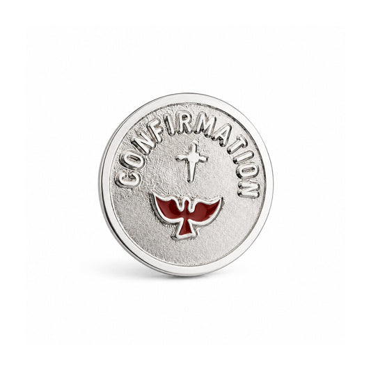 Confirmation Cross And Red Dove Lapel Pin