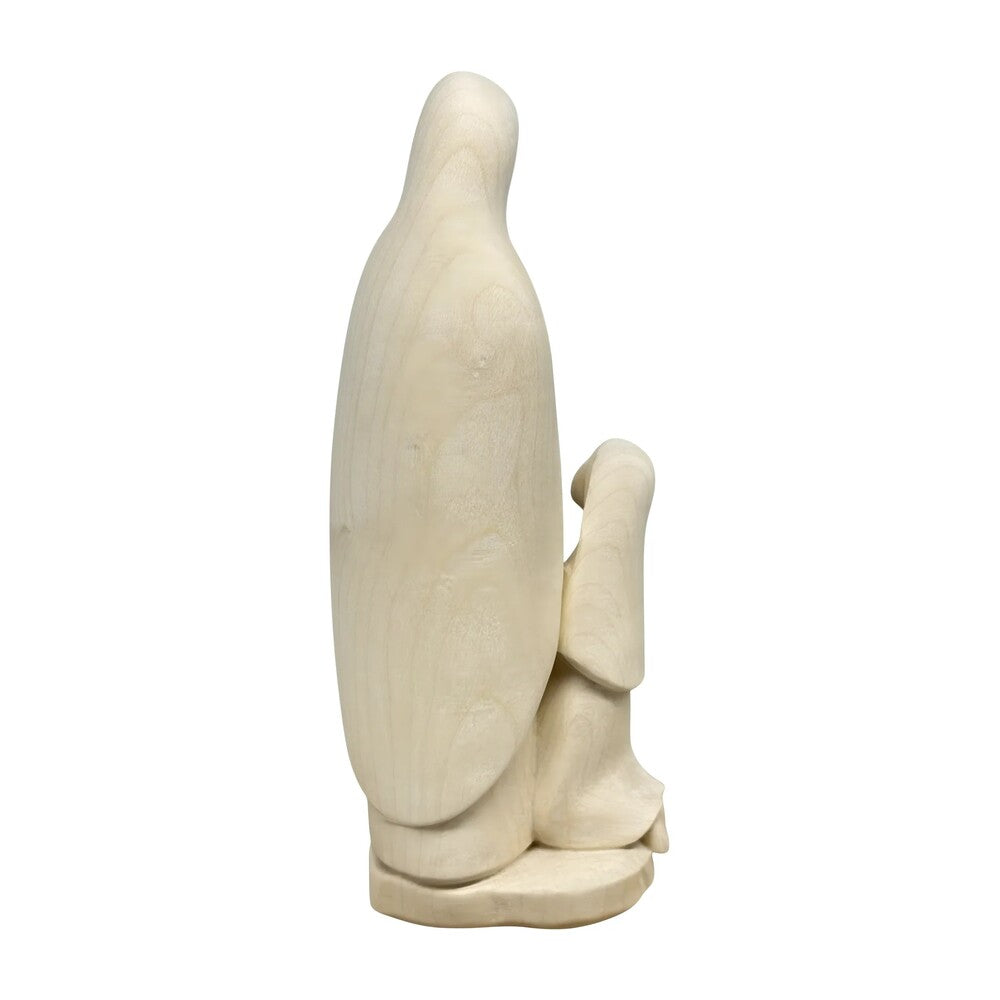Our Lady of Lourdes and Saint Bernadette Carved Wood Statue