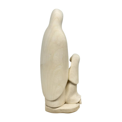 Our Lady of Lourdes and Saint Bernadette Carved Wood Statue