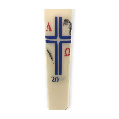 Blue Cross with Wheat and Grapes Paschal Candle