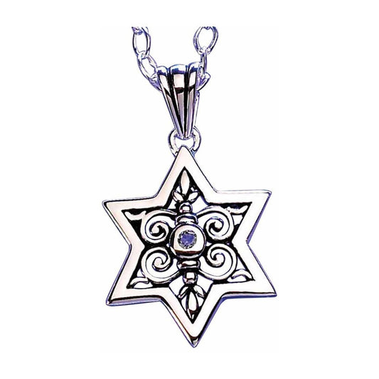 Star of David with Blue Topaz Necklace