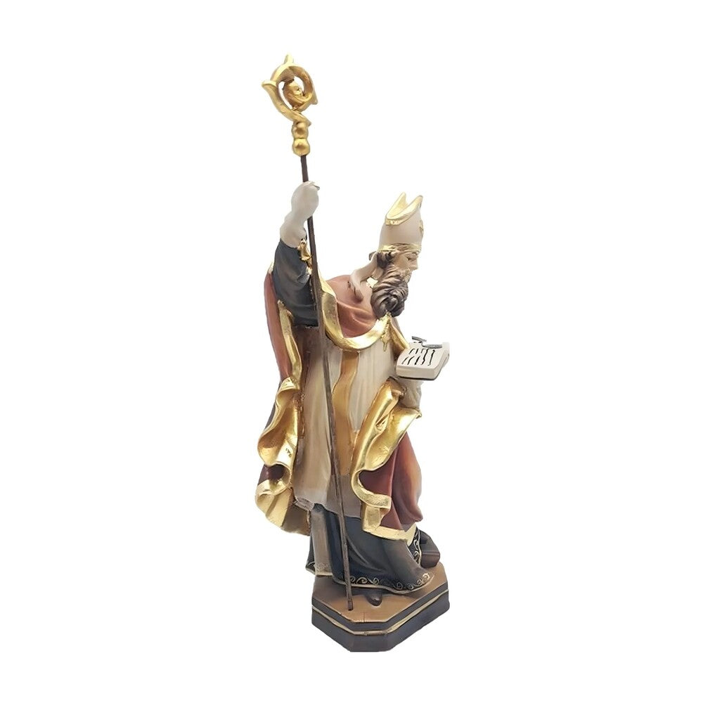 St. Clement Statue in Hand-Carved Wood from Val Gardena, Anchor Symbol