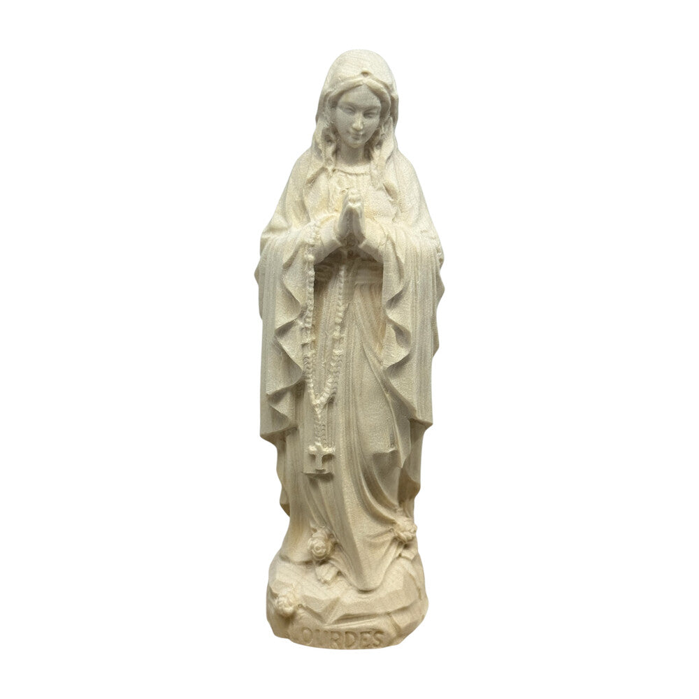 Hand-carved Lourdes Madonna statue in maple and linden wood