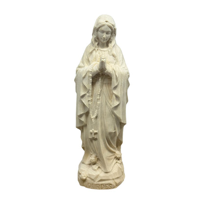 Hand-carved Lourdes Madonna statue in maple and linden wood