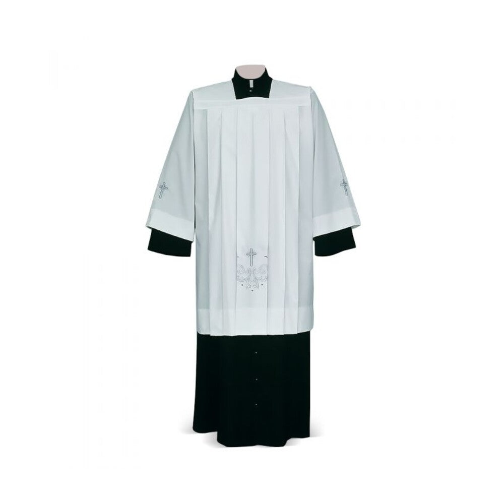 Croce Rete White Cotta with Cross and Wheat Embroidery