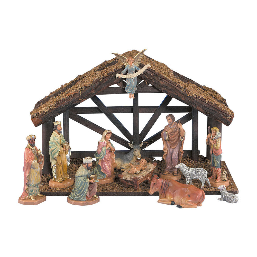 6” Scale 12 Piece Nativity Set with Wood Stable