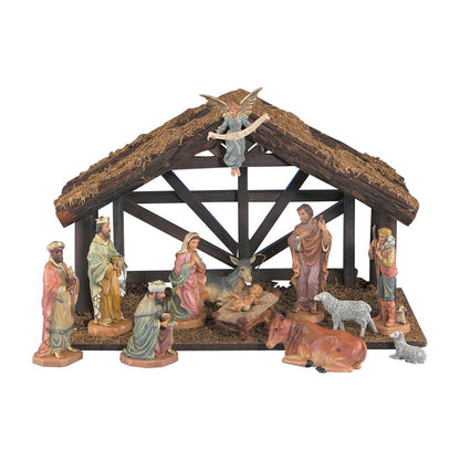 6” Scale 12 Piece Nativity Set with Wood Stable
