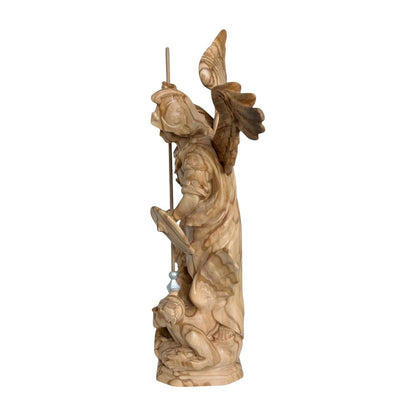 Archangel Michael Defeating Satan Statue - Val Gardena Wood Sculpture