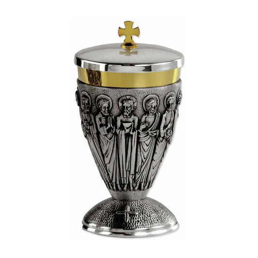 7" High Brass Ciborium Featuring The Twelve Apostles