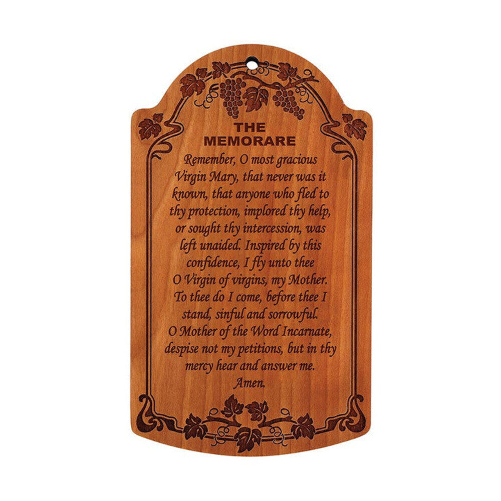 7" The Memorare Carved Wood Plaque