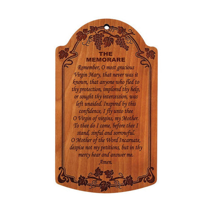 7" The Memorare Carved Wood Plaque
