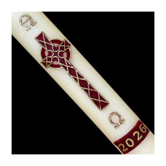 Red Celtic Cross Paschal Candle