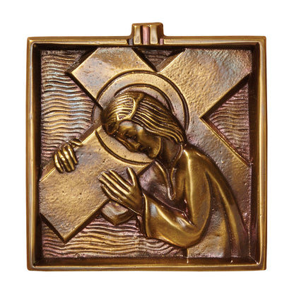4 3/4" Square Brass Stations of the Cross Set