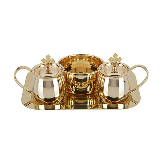 Brass Cruet Set with Tray & Bowl