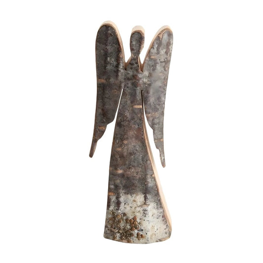 Guardian Angel in Natural Bark Wood - 12 cm Sculpture