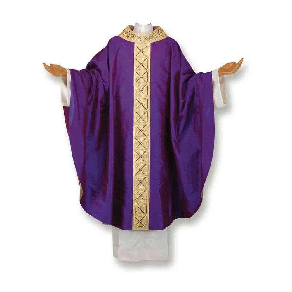 Pure Silk Greek Cross Chasuble Purple