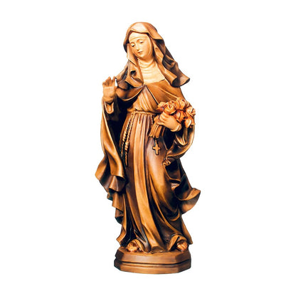 Saint Therese of Lisieux with Bouquet of Roses, Wood Carving from Val Gardena