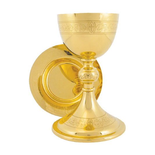 Chalice w/ 6 3/8" Deep Well Paten, Engraved Design