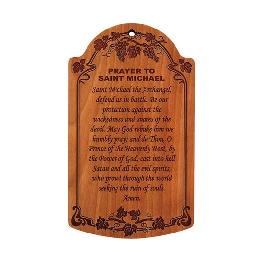 10" Prayer to St. Michael Carved Wood Plaque