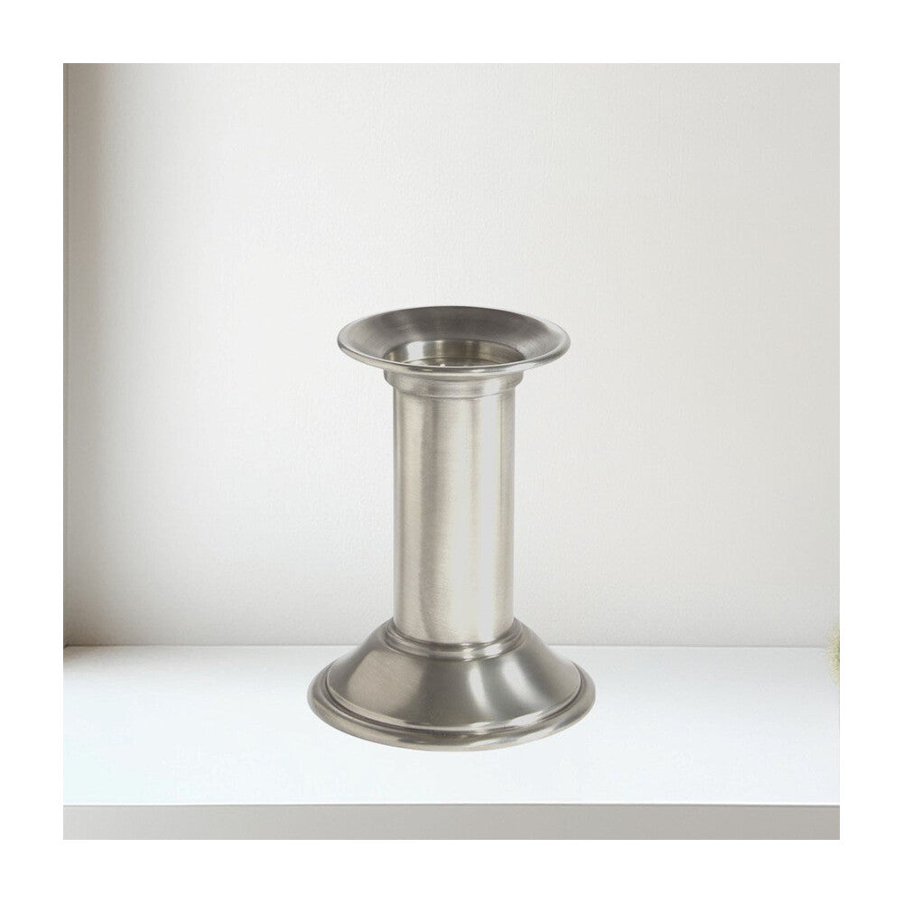 Small Antique Finish Pewter Pillar Candle Holder