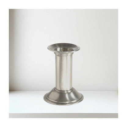 Small Antique Finish Pewter Pillar Candle Holder