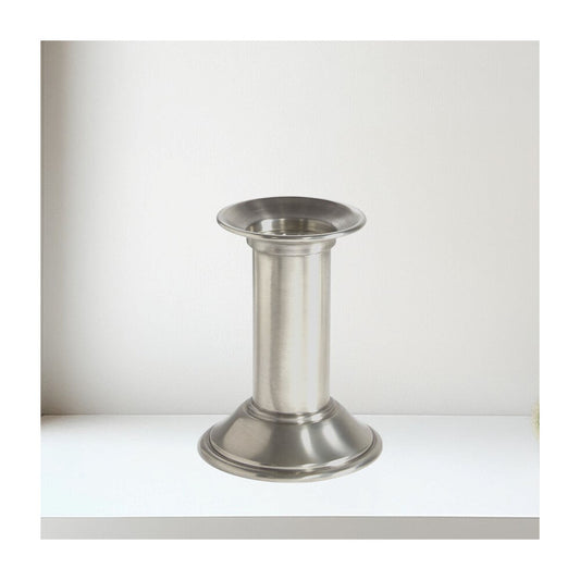 Small Antique Finish Pewter Pillar Candle Holder