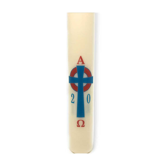 Blue and Red Celtic Cross Paschal Candle