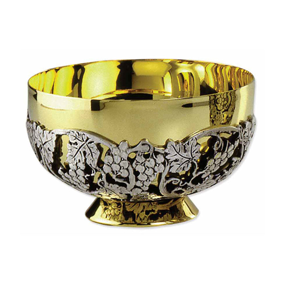 3 1/4" Grape Vine Design Two Tone Silver & Gold Open Ciborium